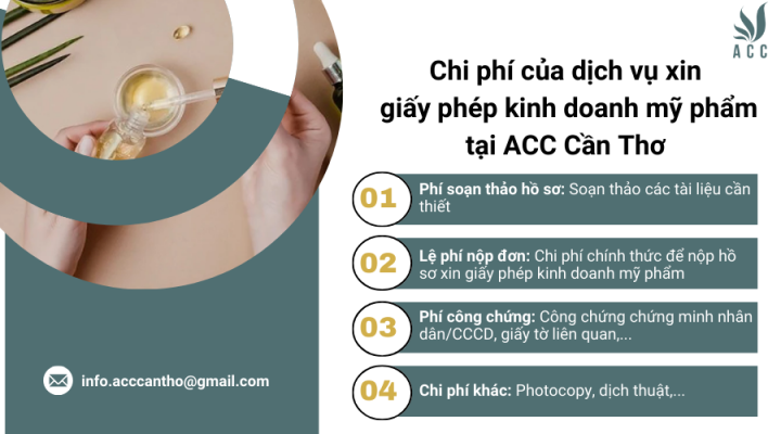 Chi phí của dịch vụ xin giấy phép kinh doanh mỹ phẩm tại ACC Cần Thơ