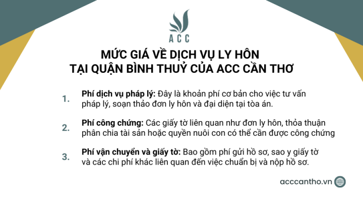 Mức giá về dịch vụ ly hôn tại Quận Bình Thuỷ của ACC Cần Thơ