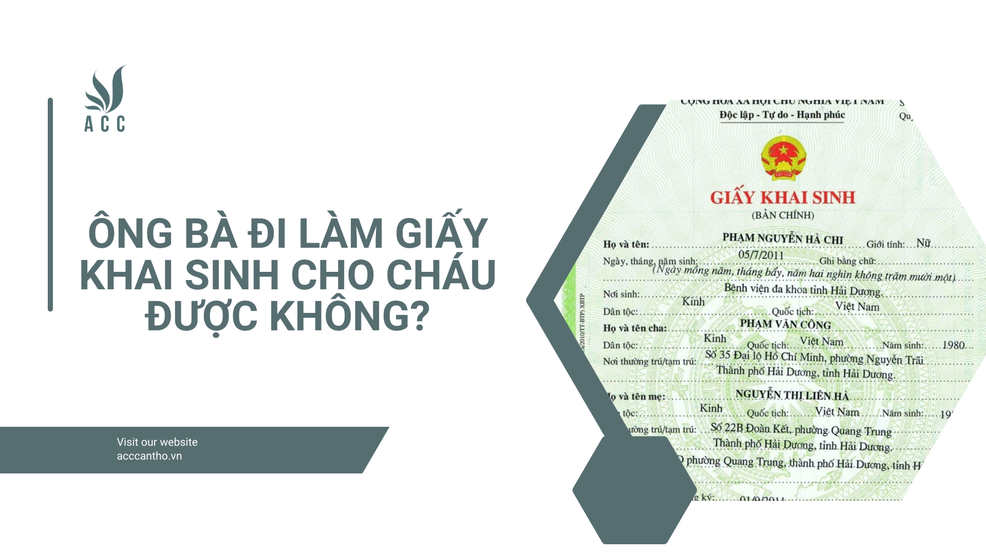Ông bà đi làm giấy khai sinh cho cháu