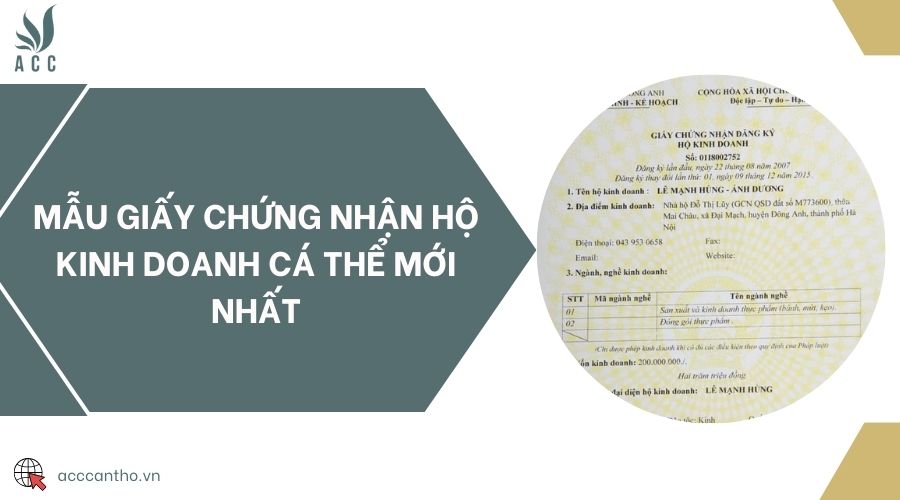 Mẫu giấy chứng nhận hộ kinh doanh cá thể mới nhất