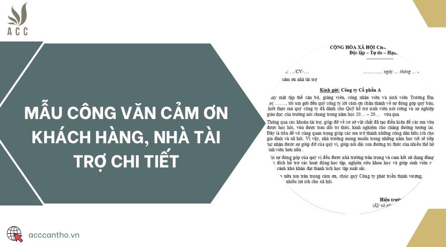 Mẫu công văn cảm ơn khách hàng, nhà tài trợ chi tiết
