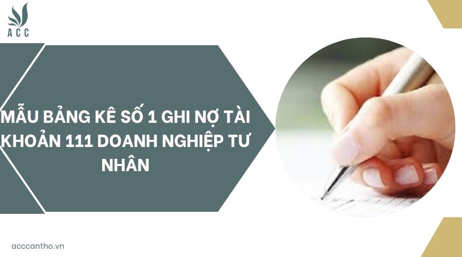 Mẫu bảng kê số 1 ghi Nợ Tài khoản 111 doanh nghiệp tư nhân