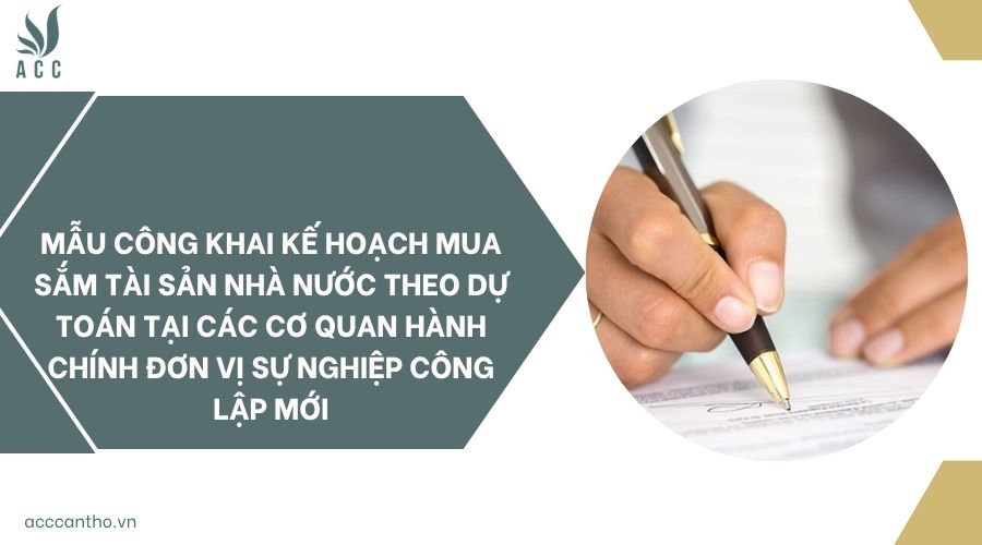 Mẫu công khai kế hoạch mua sắm tài sản nhà nước theo dự toán tại các cơ quan hành chính đơn vị sự nghiệp công lập mới